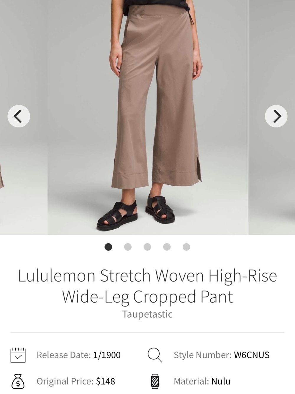 Lululemon Stretch Woven High-Rise
Wide-Leg Cropped Pant
